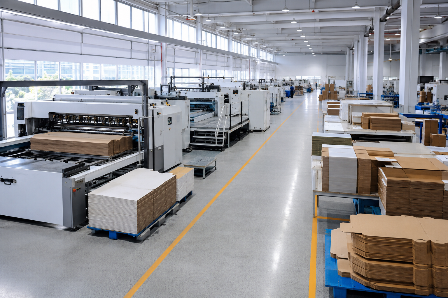 Modern carton packaging production line and quality workstations
